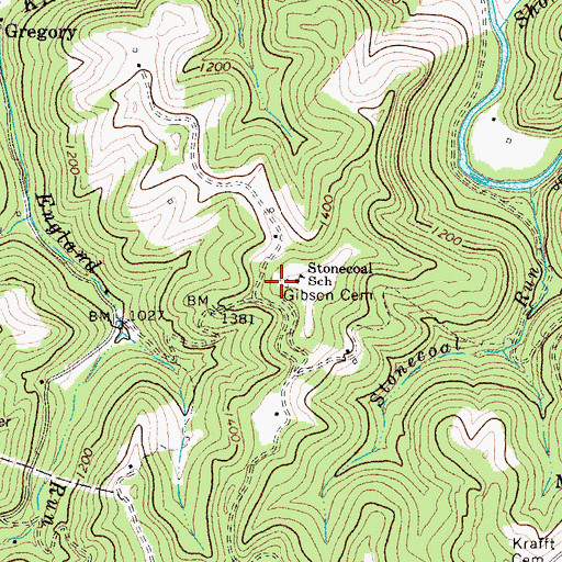 Topographic Map of Gibson Cemetery, WV