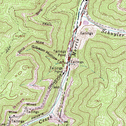 Topographic Map of Gibson Hollow, WV
