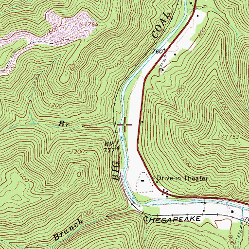 Topographic Map of Gidd Branch, WV