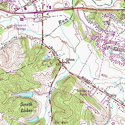 Topographic Map of Gihon Church, WV