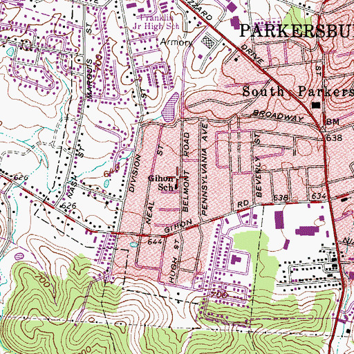 Topographic Map of Gihon Elementary School, WV