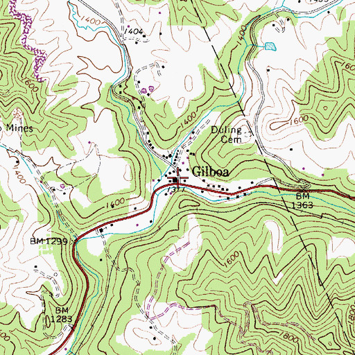 Topographic Map of Gilboa, WV