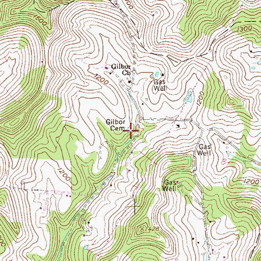 Topographic Map of Gilboa Cemetery, WV
