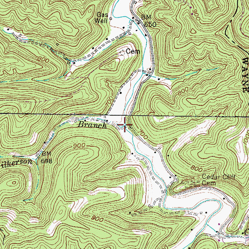 Topographic Map of Gilkerson Branch, WV