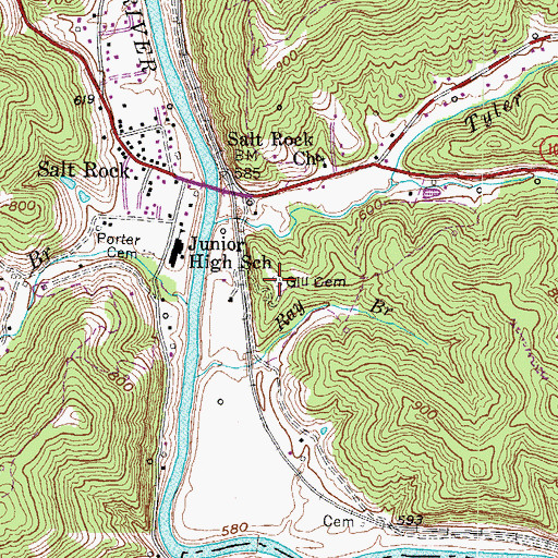 Topographic Map of Gill Cemetery, WV