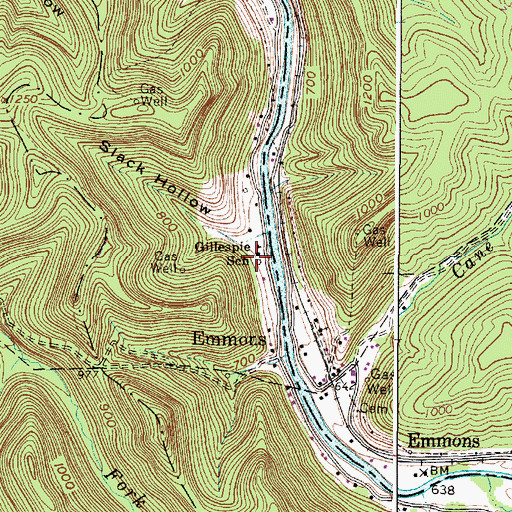Topographic Map of Gillespi School (historical), WV