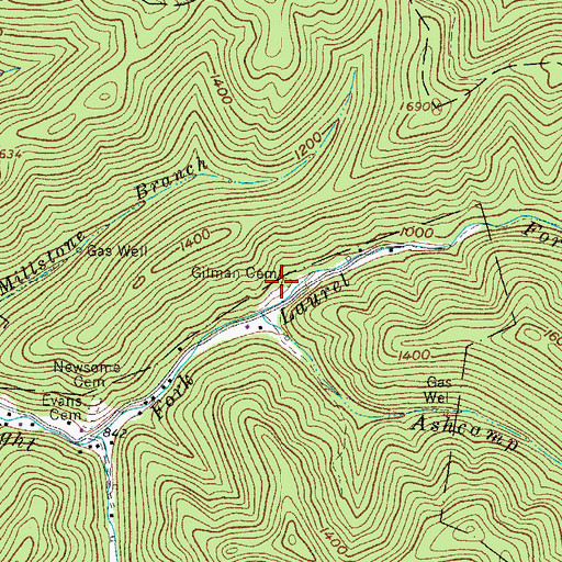 Topographic Map of Gilman Cemetery, WV