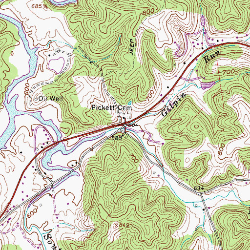 Topographic Map of Gilpin Run, WV