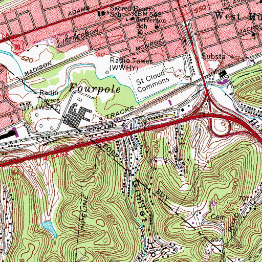 Topographic Map of Gimlet Hollow, WV