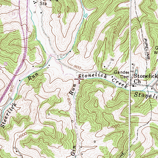 Topographic Map of Gin Run, WV