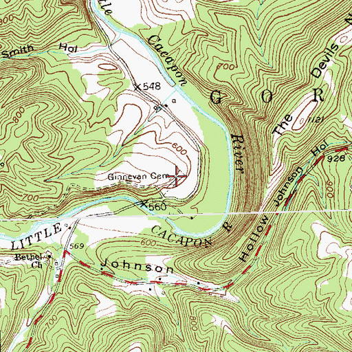 Topographic Map of Ginnevan Cemetery, WV