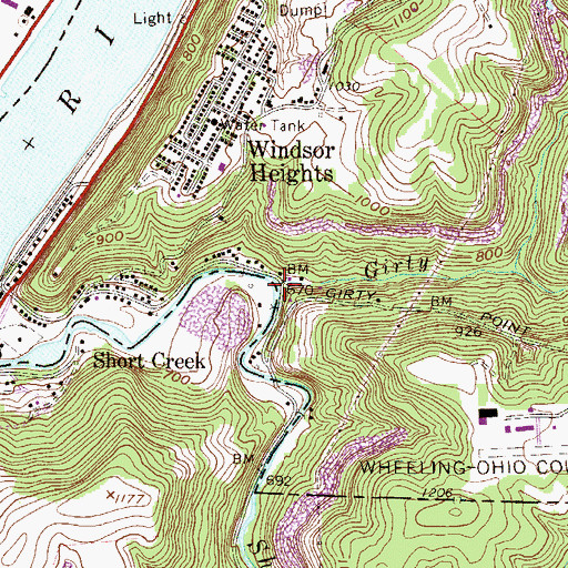 Topographic Map of Girty Run, WV