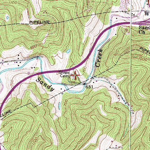 Topographic Map of Given Cemetery, WV