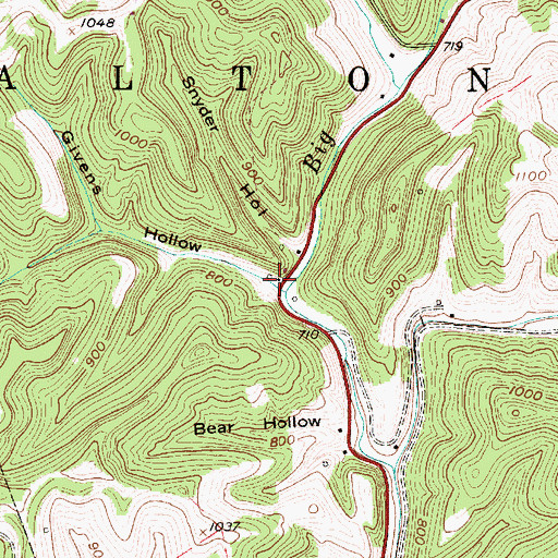 Topographic Map of Givens Hollow, WV
