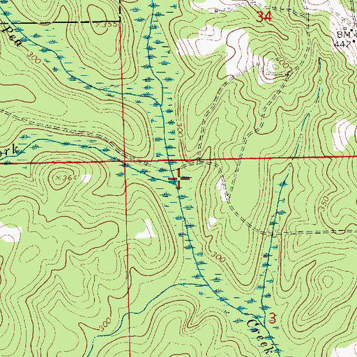 Topographic Map of West Fork Pea Creek, AL