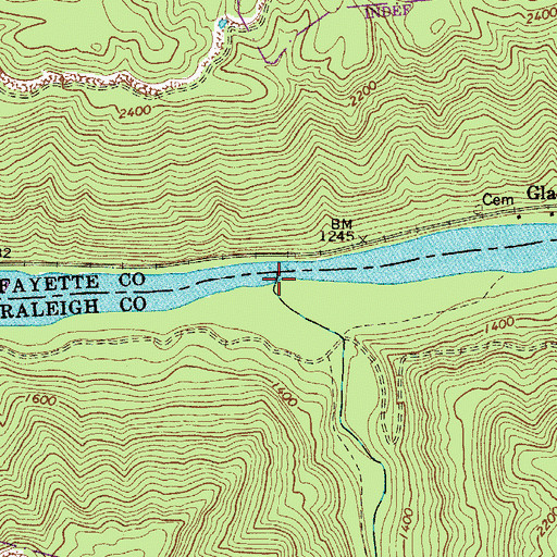 Topographic Map of Glade Creek, WV