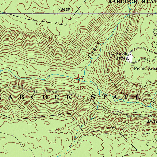 Topographic Map of Glade Creek, WV