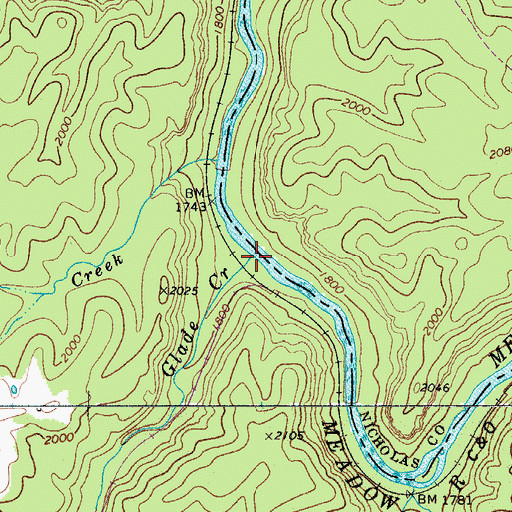 Topographic Map of Glade Creek, WV
