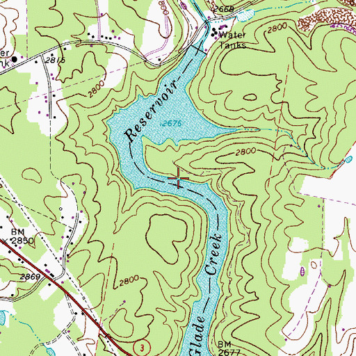 Topographic Map of Glade Creek Reservoir, WV