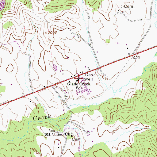 Topographic Map of Glade Creek Elementary School, WV