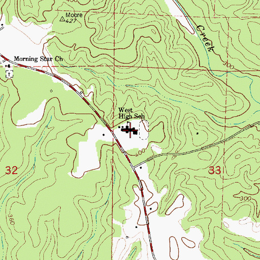 Topographic Map of West High School, AL