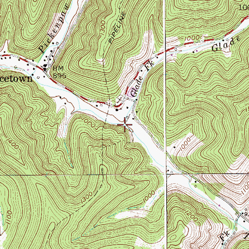 Topographic Map of Glade Fork, WV