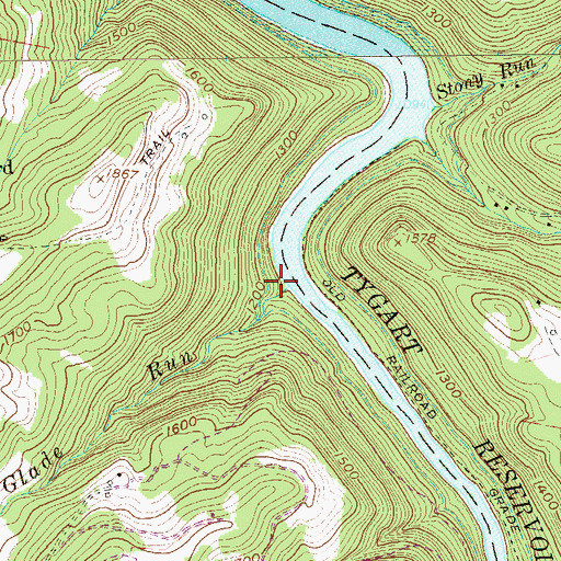 Topographic Map of Glade Run, WV