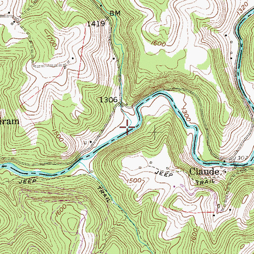 Topographic Map of Glade Run, WV
