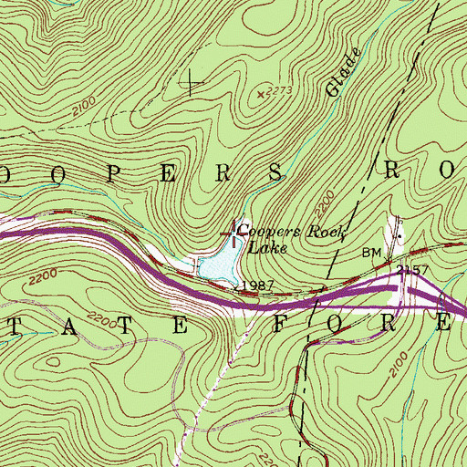 Topographic Map of Glade Run, WV