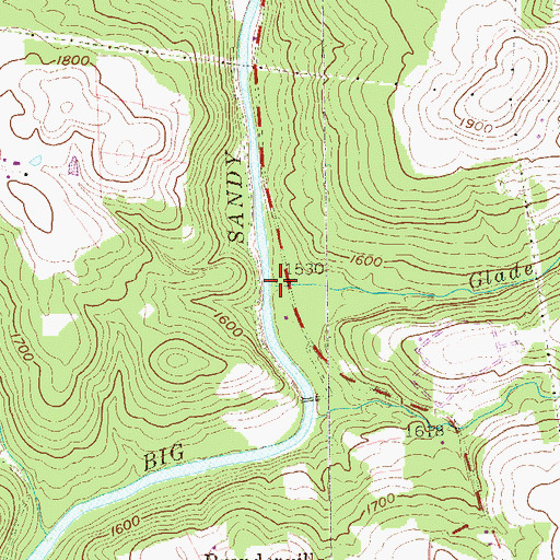 Topographic Map of Glade Run, WV