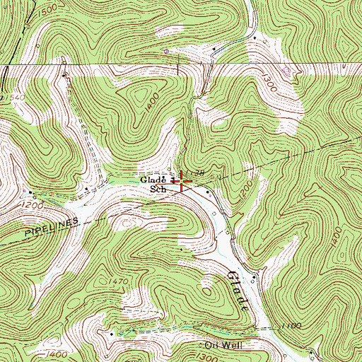 Topographic Map of Glade School (historical), WV