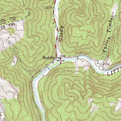 Topographic Map of Glady Creek, WV