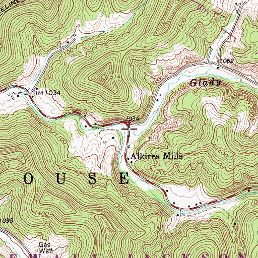 Topographic Map of Glady Fork, WV