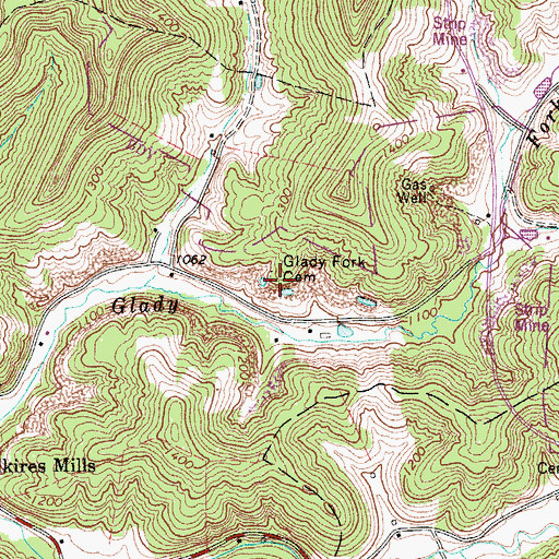 Topographic Map of Glady Fork Cemetery, WV