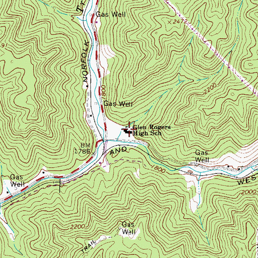 Topographic Map of Glen Rogers High School (historical), WV