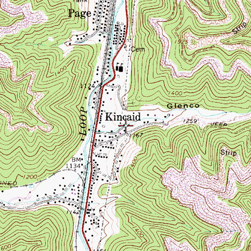 Topographic Map of Glenco Hollow, WV
