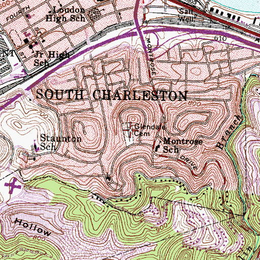 Topographic Map of Glendale Cemetery, WV