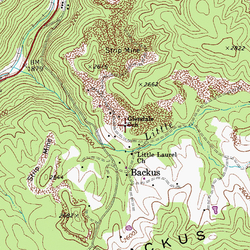 Topographic Map of Glendale School (historical), WV