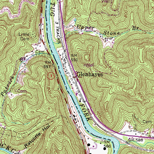 Topographic Map of Glenhayes, WV
