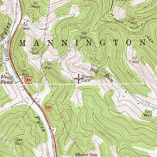 Topographic Map of Glover Cemetery, WV