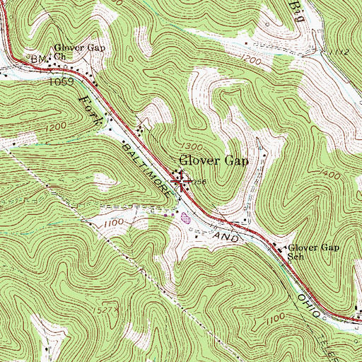 Topographic Map of Glover Gap, WV