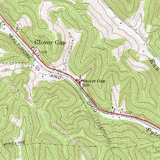 Topographic Map of Glover Gap School (historical), WV