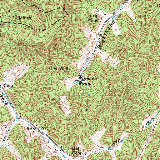 Topographic Map of Glovers Pond, WV