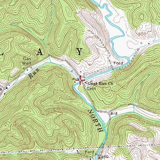 Topographic Map of Gnat Run, WV