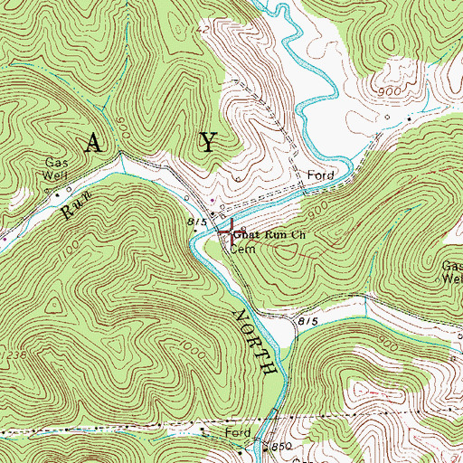 Topographic Map of Gnat Run Church, WV
