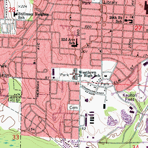 Topographic Map of Westlawn Middle School, AL