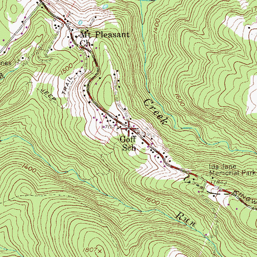 Topographic Map of Goff School (historical), WV