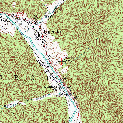 Topographic Map of Gomez Cemetery, WV