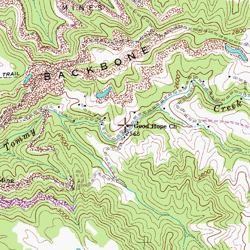 Topographic Map of Good Hope Church, WV