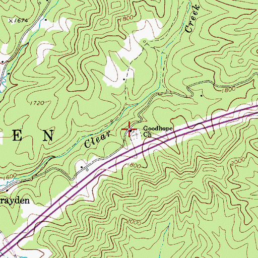 Topographic Map of Goodhope Church, WV